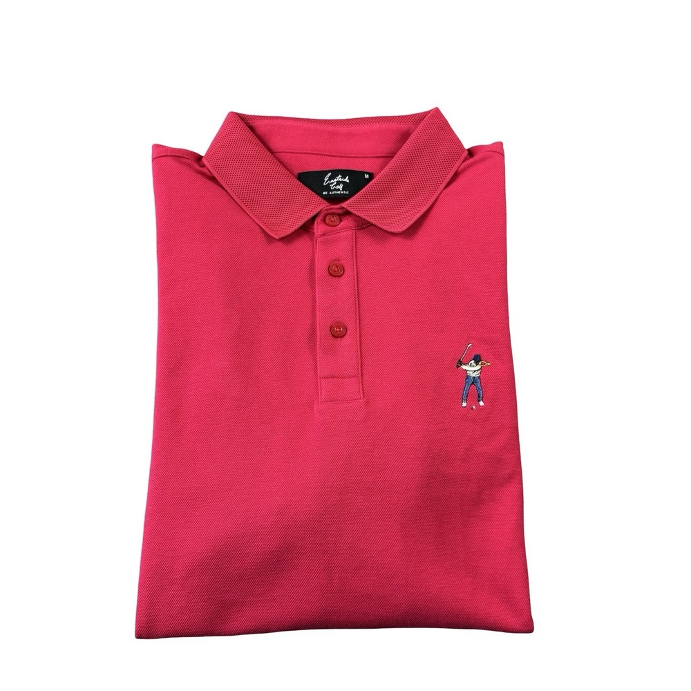 Eastside Golf Mens Red Embroidered Logo Short Sleeve Pique Polo Shirt Medium